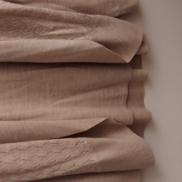 SAG HARBOR Open Cardigan Tan Knit Sweater with Attached Beaded Tank Top sz M - Picture 9 of 13